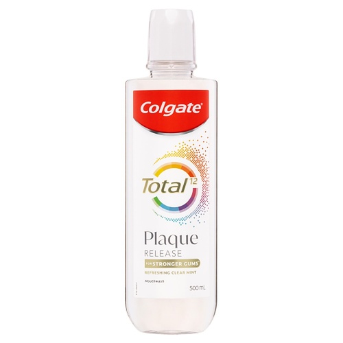 Colgate Total Plaque Release Mouthwash Clear Mint 500mL