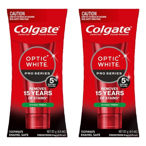 Colgate Optic White Pro Series Vividly Fresh Toothpaste 80g Pack of 2