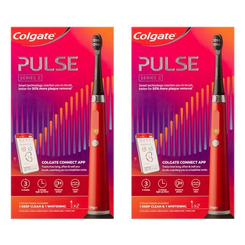Colgate Pulse Series 2 Connected Electric Toothbrush, 2 Refill Heads Pack of 2