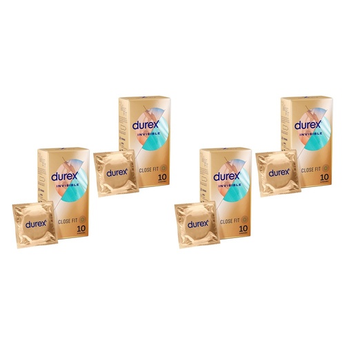 Durex Invisible Close Fit Condoms 10 Pack Bundle of 4