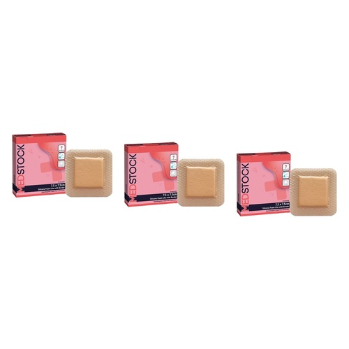 Medstock Silicone Lite Dressing With Border 7.5cm x 7.5cm 10 Pack Bundle of 3