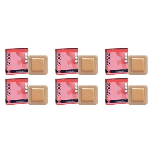 Medstock Silicone Lite Dressing With Border 7.5cm x 7.5cm 10 Pack Bundle of 6