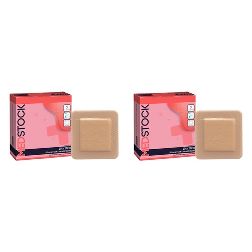Medstock Silicone Lite Dressing With Border 10cm x 10cm 10 Pack Bundle of 2