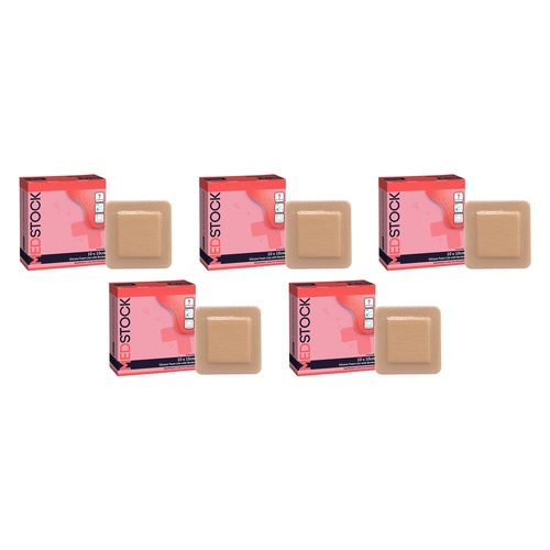 Medstock Silicone Lite Dressing With Border 10cm x 10cm 10 Pack Bundle of 5