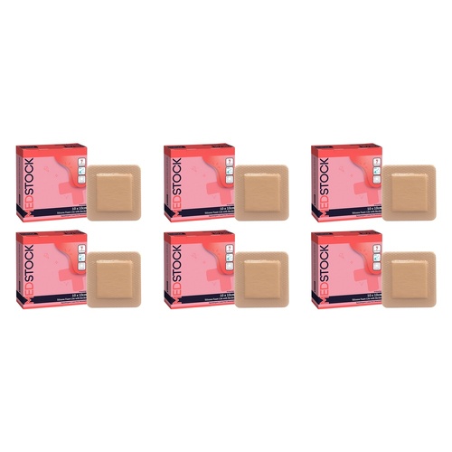 Medstock Silicone Lite Dressing With Border 10cm x 10cm 10 Pack Bundle of 6