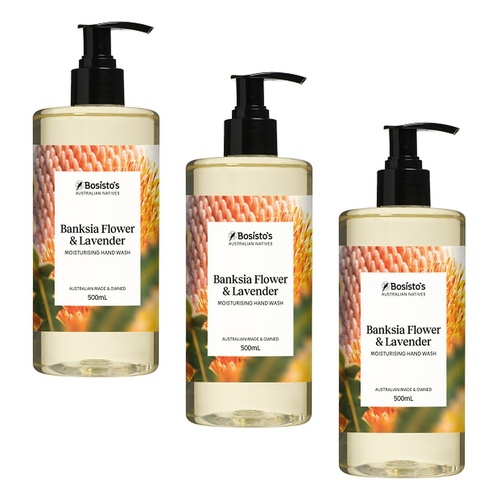 Bosisto's Banksia Flower and Lavender Hand Wash 500mL x 3 Bundle of 3