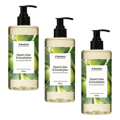 Bosisto's Desert Lime and Eucalyptus Hand Wash 500mL x 3 Bundle of 3