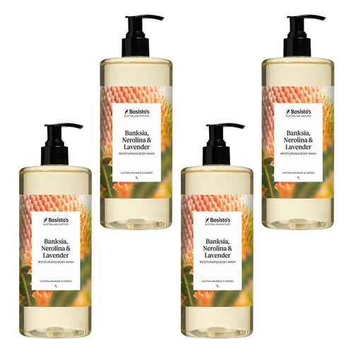 Bosisto's Banksia Nerolina and Lavender Body Wash 1 L x 3 Bundle of 4