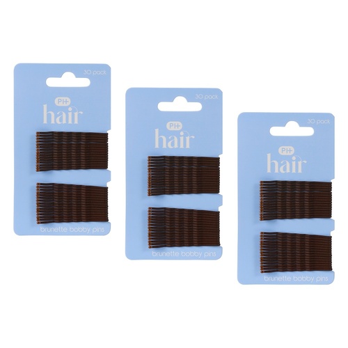 Pharmacy Health Blending Bobby Pins Brunette 30 Pack Bundle of 3
