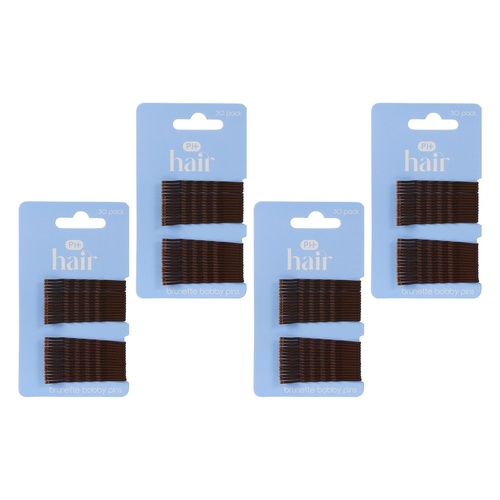 Pharmacy Health Blending Bobby Pins Brunette 30 Pack Bundle of 4