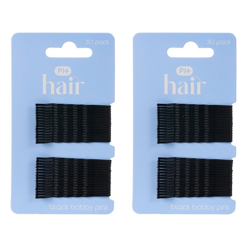 Pharmacy Health Blending Bobby Pins Black 30 Pack Bundle of 2