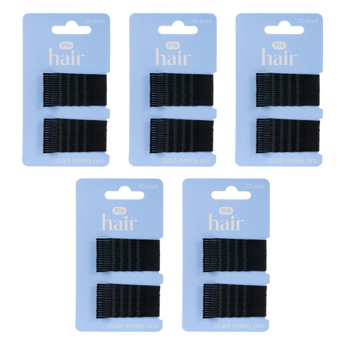 Pharmacy Health Blending Bobby Pins Black 30 Pack Bundle of 5