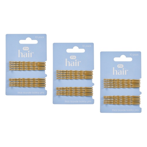 Pharmacy Health Thick Bobby Pins Blonde 10 Pack Bundle of 3