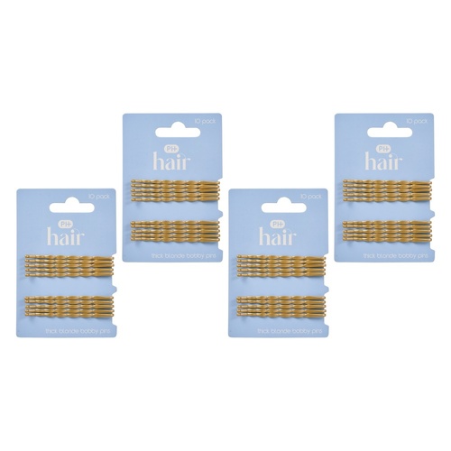 Pharmacy Health Thick Bobby Pins Blonde 10 Pack Bundle of 4