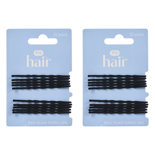 Pharmacy Health Thick Bobby Pins Black 10 Pack Bundle of 2