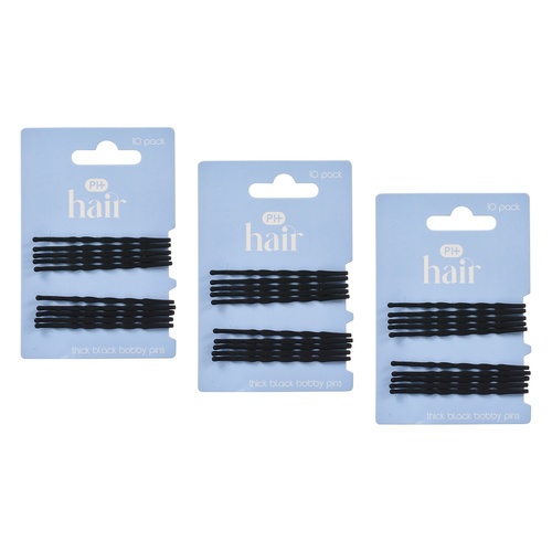Pharmacy Health Thick Bobby Pins Black 10 Pack Bundle of 3