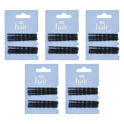 Pharmacy Health Thick Bobby Pins Black 10 Pack Bundle of 5