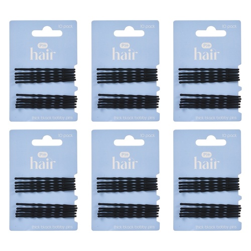 Pharmacy Health Thick Bobby Pins Black 10 Pack Bundle of 6