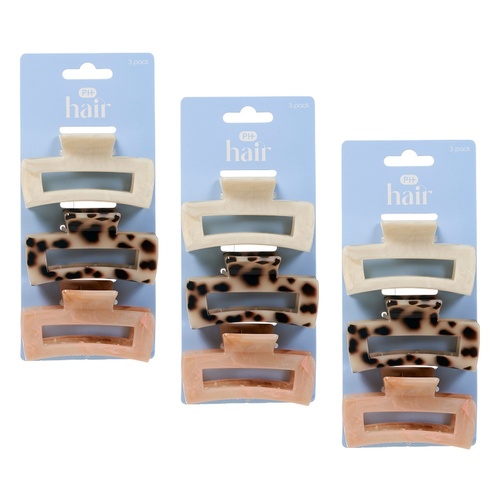 Pharmacy Health Medium Claw Clips Mixed 3 Pack Bundle of 3