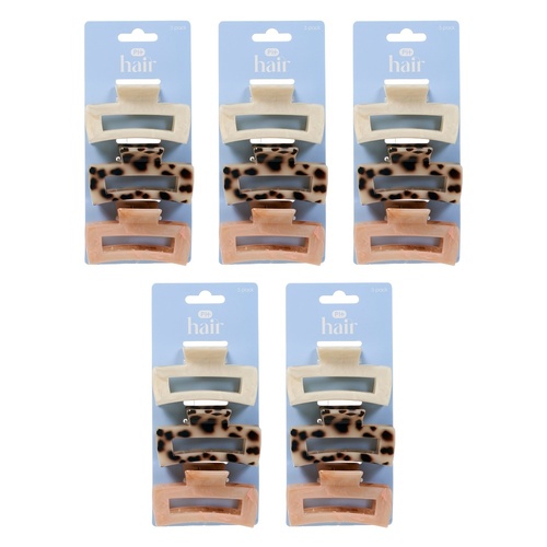 Pharmacy Health Medium Claw Clips Mixed 3 Pack Bundle of 5