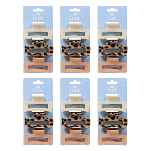 Pharmacy Health Medium Claw Clips Mixed 3 Pack Bundle of 6