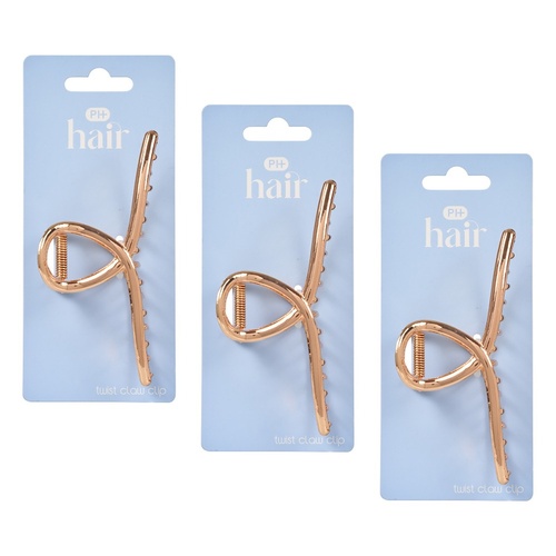 Pharmacy Health Twist Claw Clip Gold Pack of 3