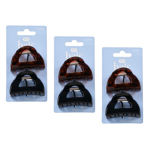 Pharmacy Health Small Half Moon Claw Clip 2 Pack Bundle of 3