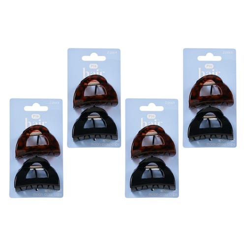 Pharmacy Health Small Half Moon Claw Clip 2 Pack Bundle of 4