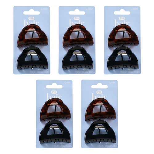 Pharmacy Health Small Half Moon Claw Clip 2 Pack Bundle of 5