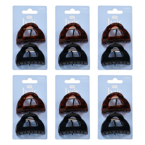 Pharmacy Health Small Half Moon Claw Clip 2 Pack Bundle of 6