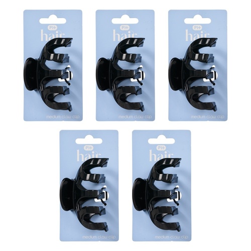 Pharmacy Health Medium Claw Clip Black Pack of 5