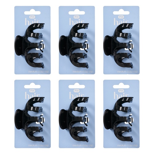 Pharmacy Health Medium Claw Clip Black Pack of 6