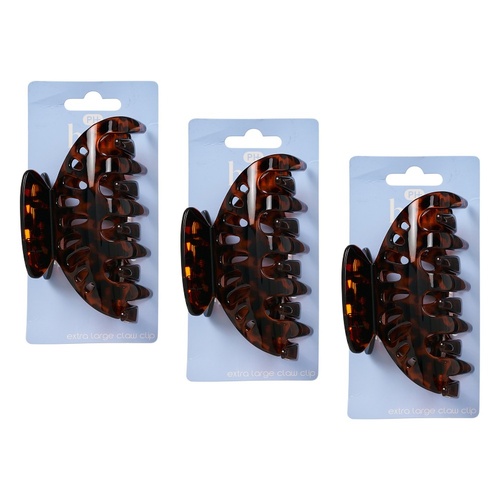 Pharmacy Health Extra Large Claw Clip Tortoiseshell Pack of 3