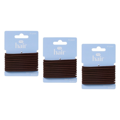 Pharmacy Health Thick Elastics Brunette 10 Pack Bundle of 3