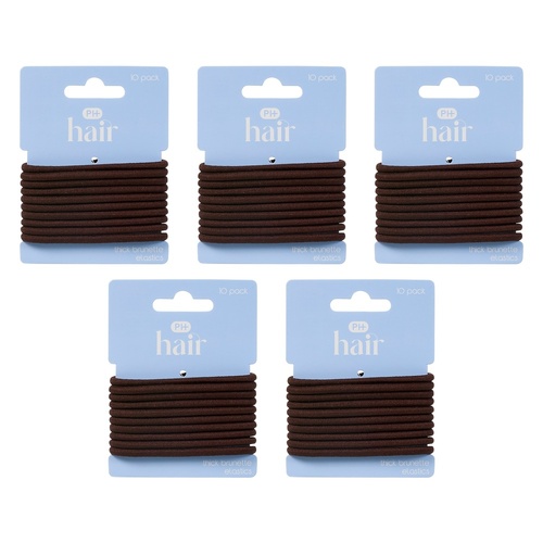 Pharmacy Health Thick Elastics Brunette 10 Pack Bundle of 5