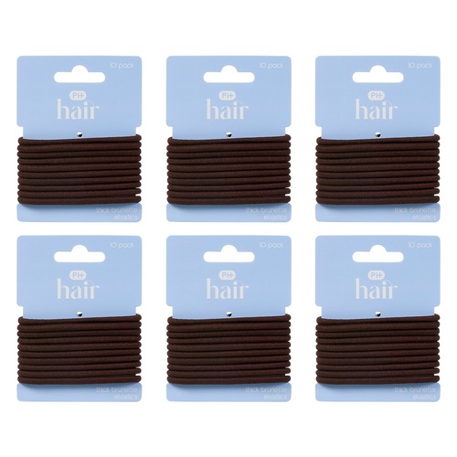 Pharmacy Health Thick Elastics Brunette 10 Pack Bundle of 6