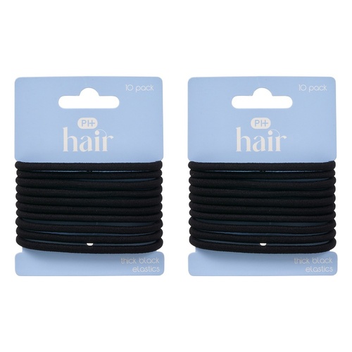 Pharmacy Health Thick Elastics Black 10 Pack Bundle of 2
