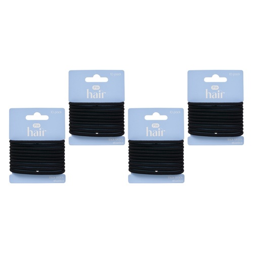 Pharmacy Health Thick Elastics Black 10 Pack Bundle of 4