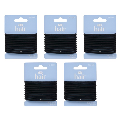 Pharmacy Health Thick Elastics Black 10 Pack Bundle of 5