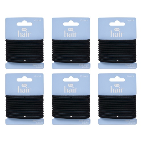 Pharmacy Health Thick Elastics Black 10 Pack Bundle of 6