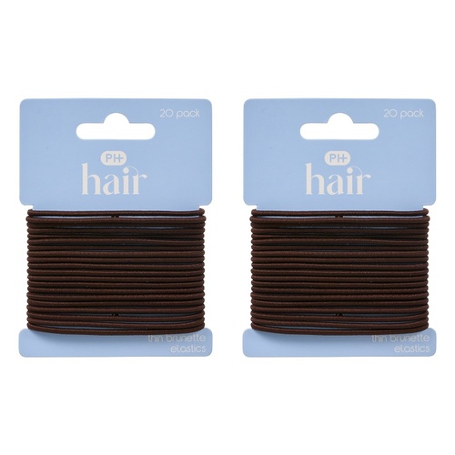 Pharmacy Health Thin Elastics Brunette 20 Pack Bundle of 2