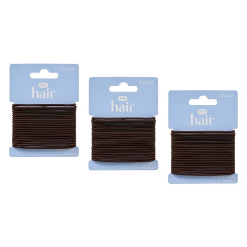 Pharmacy Health Thin Elastics Brunette 20 Pack Bundle of 3