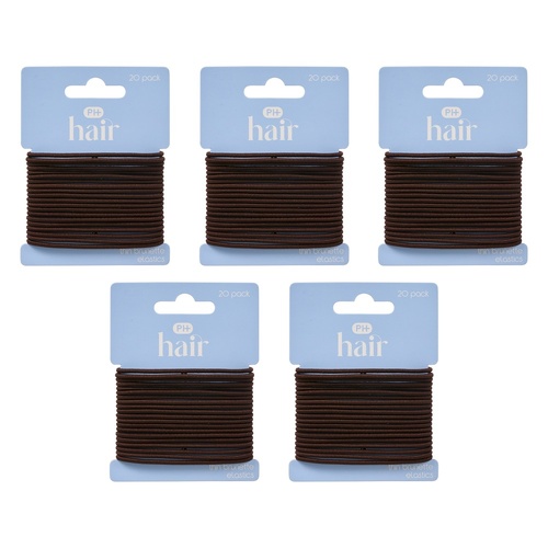 Pharmacy Health Thin Elastics Brunette 20 Pack Bundle of 5