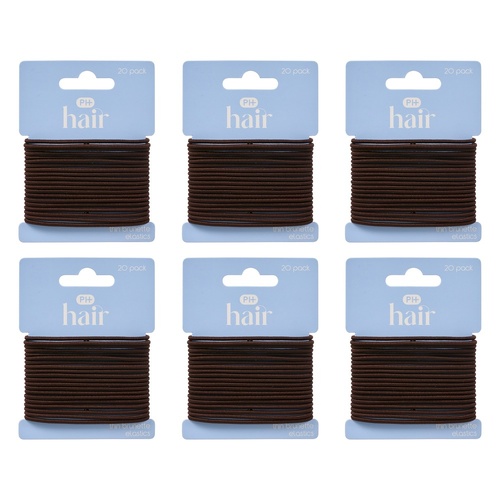 Pharmacy Health Thin Elastics Brunette 20 Pack Bundle of 6
