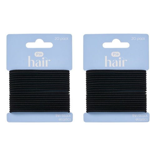 Pharmacy Health Thin Elastics Black 20 Pack Bundle of 2