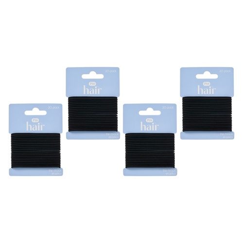 Pharmacy Health Thin Elastics Black 20 Pack Bundle of 4