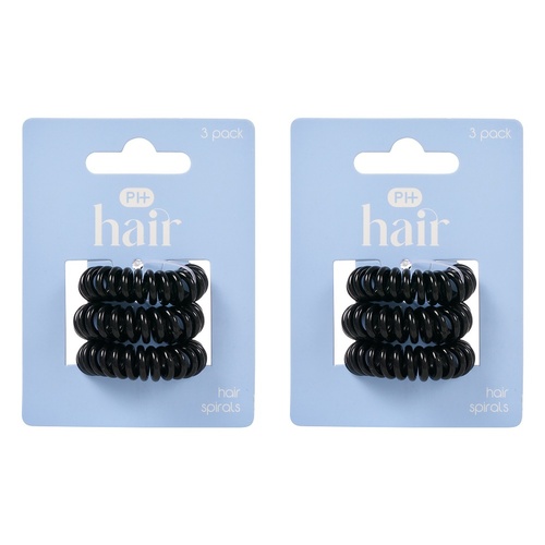 Pharmacy Health Hair Spirals Black 3 Pack Bundle of 2