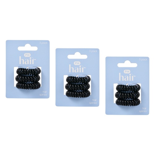 Pharmacy Health Hair Spirals Black 3 Pack Bundle of 3