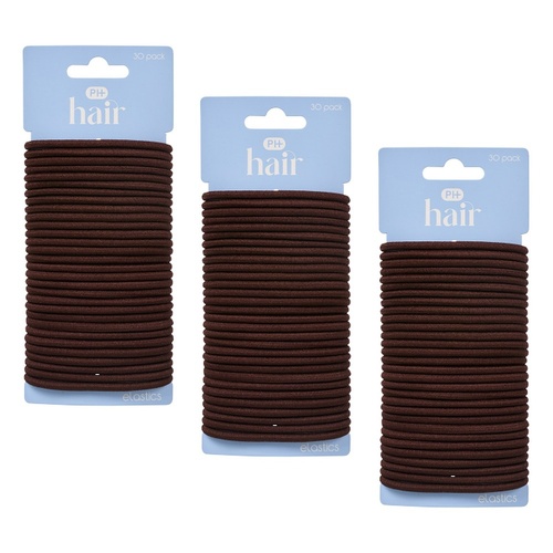 Pharmacy Health Thick Elastics Brunette 30 Pack Bundle of 3