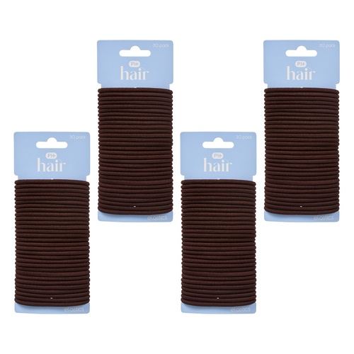 Pharmacy Health Thick Elastics Brunette 30 Pack Bundle of 4
